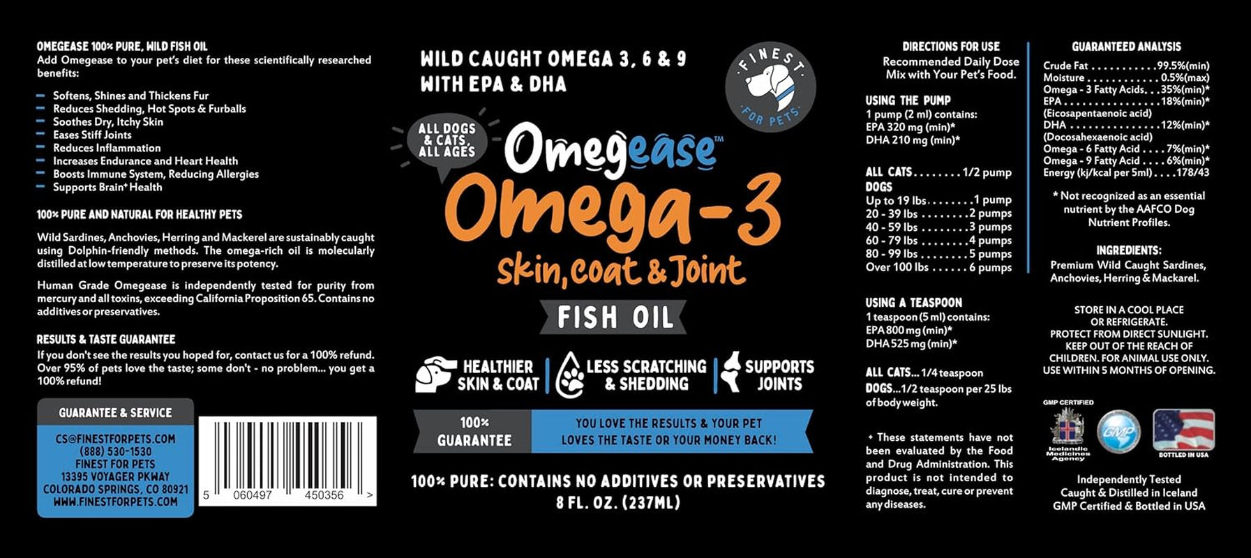 Omegease Fish Oil 100% Puro · Omega-3 Piel, Pelaje Y Articulaciones