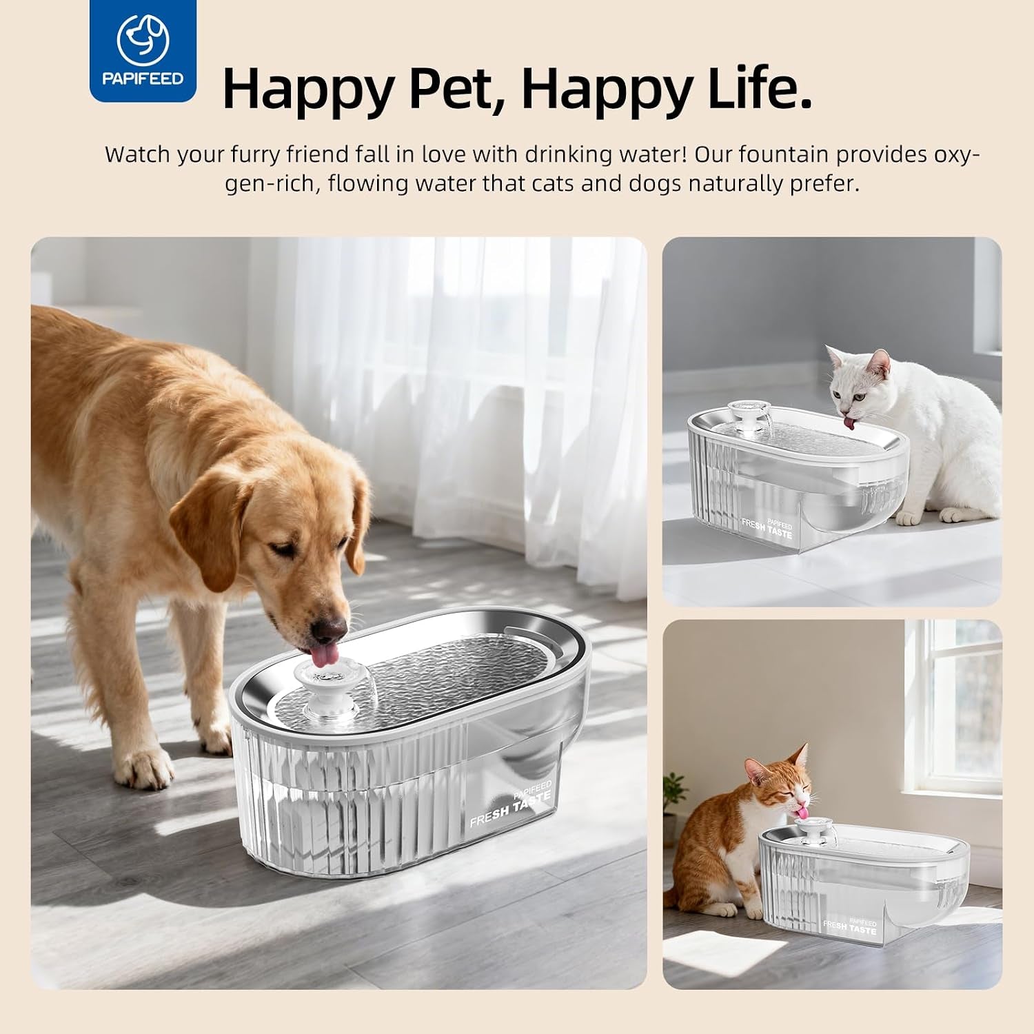 Fuente De Agua De Acero Inoxidable Para Gatos Senior (2.5L)