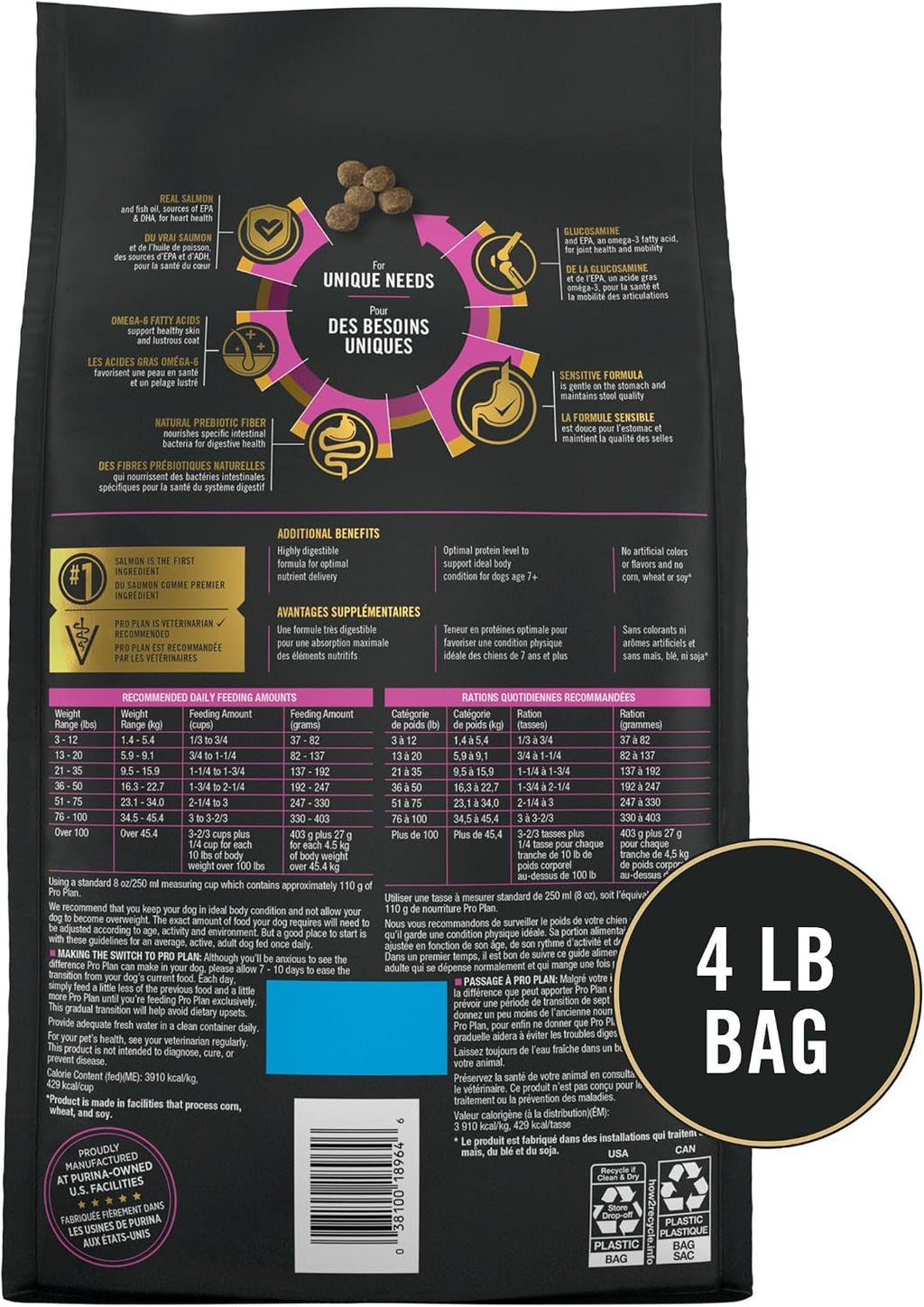 Purina Pro Plan | Dog | Senior 7+ | Sensitive Skin & Stomach | Dry | 4 Lb