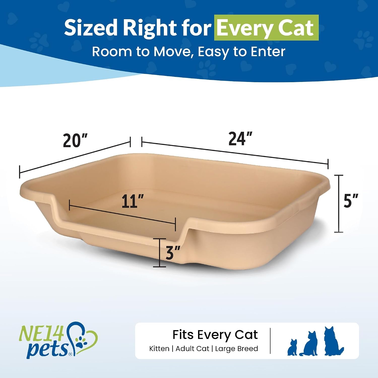 Kittygohere | Cat | Senior Comfort | Low-Entry Litter Box | Easy Access 2-Pack
