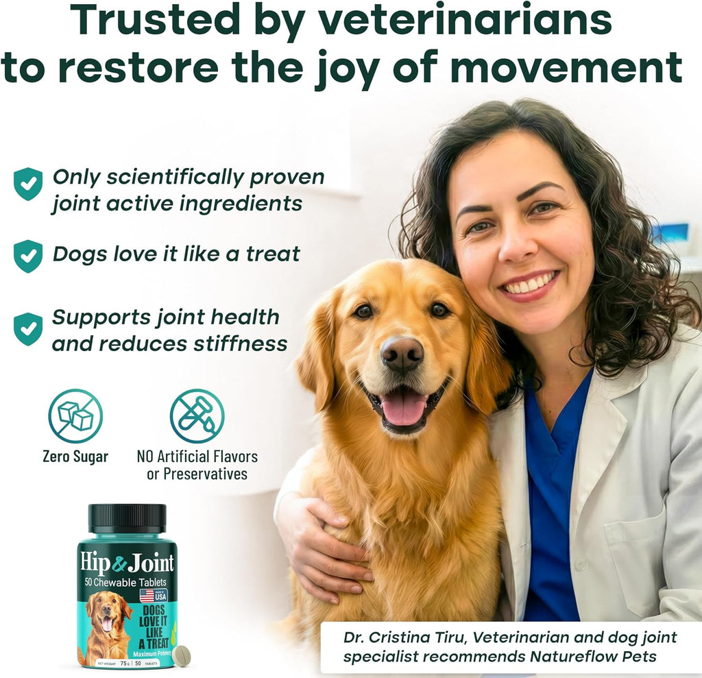 Hip & Joint Supplement for Dogs, Green-Lipped Mussel Chewables (50 Ct)