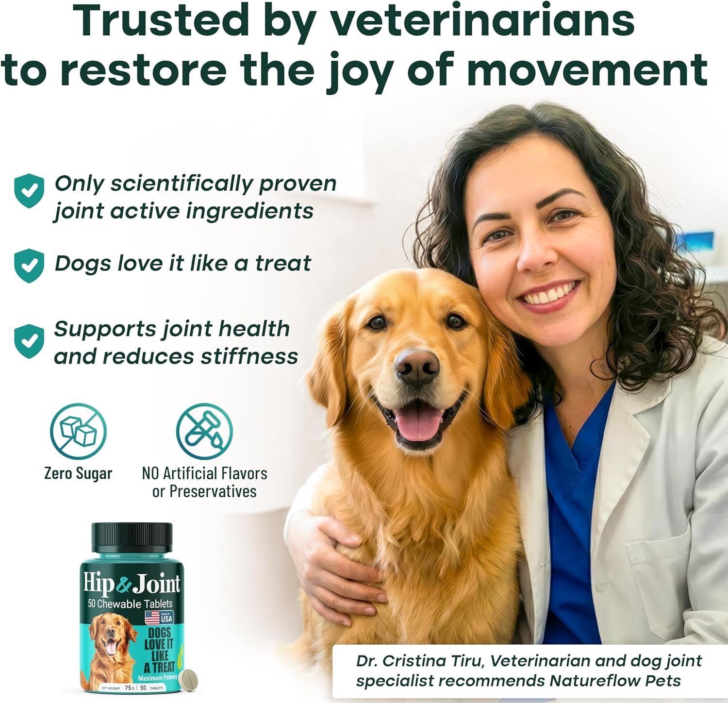 Hip & Joint Supplement for Dogs, Green-Lipped Mussel Chewables (50 Ct)