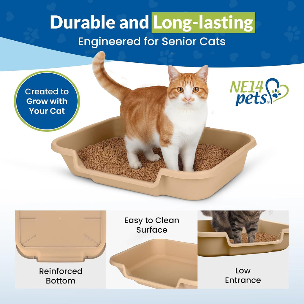 Kittygohere | Cat | Senior Comfort | Low-Entry Litter Box | Easy Access 2-Pack