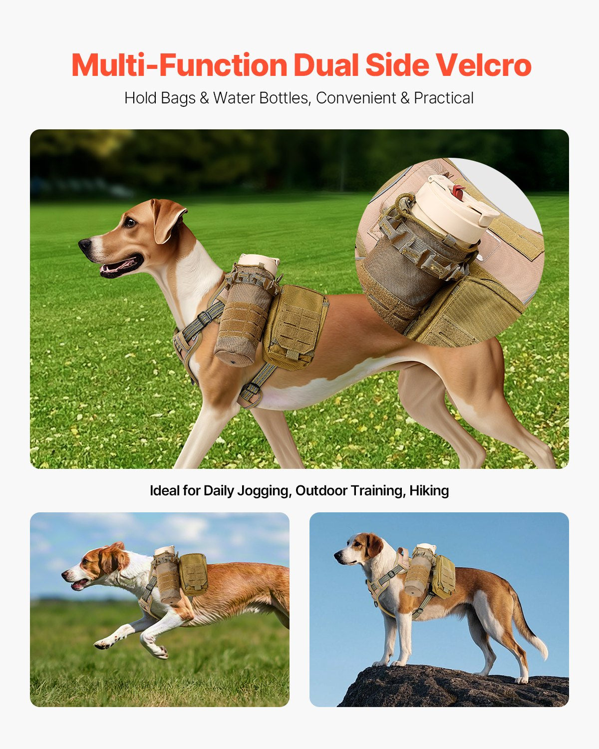 Dog Harness for Large Dogs No Pull Tactical Dog Harness Adjustable Pet Vest