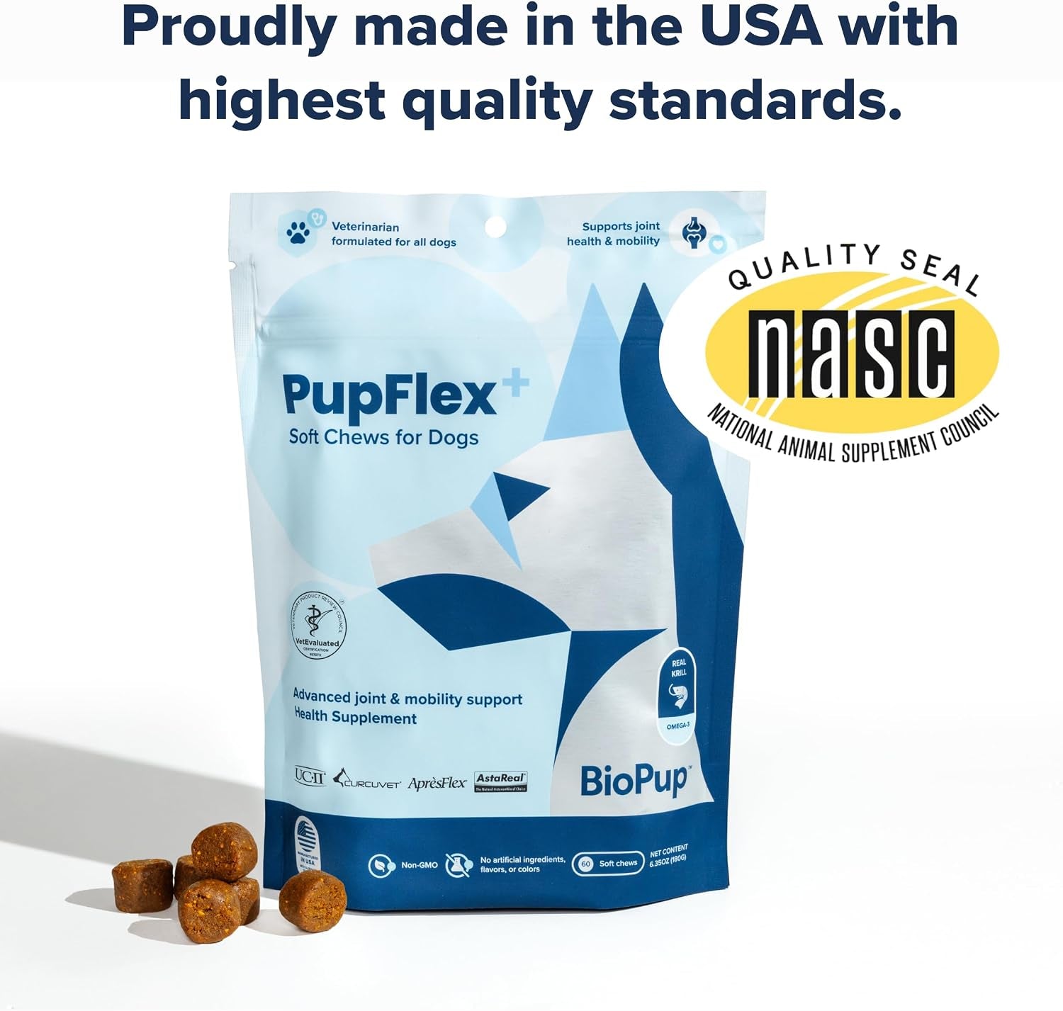Pupflex+ Hip and Joint Supplement Dogs, UC-II Collagen (60 Ct)