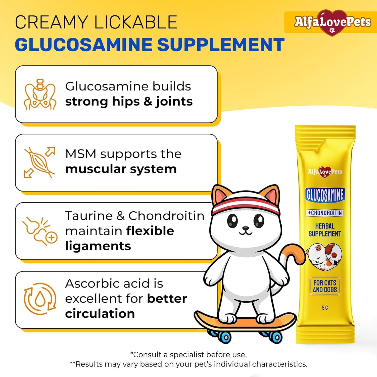 Lickable Glucosamine Sticks · Articulaciones Para Gatos Senior