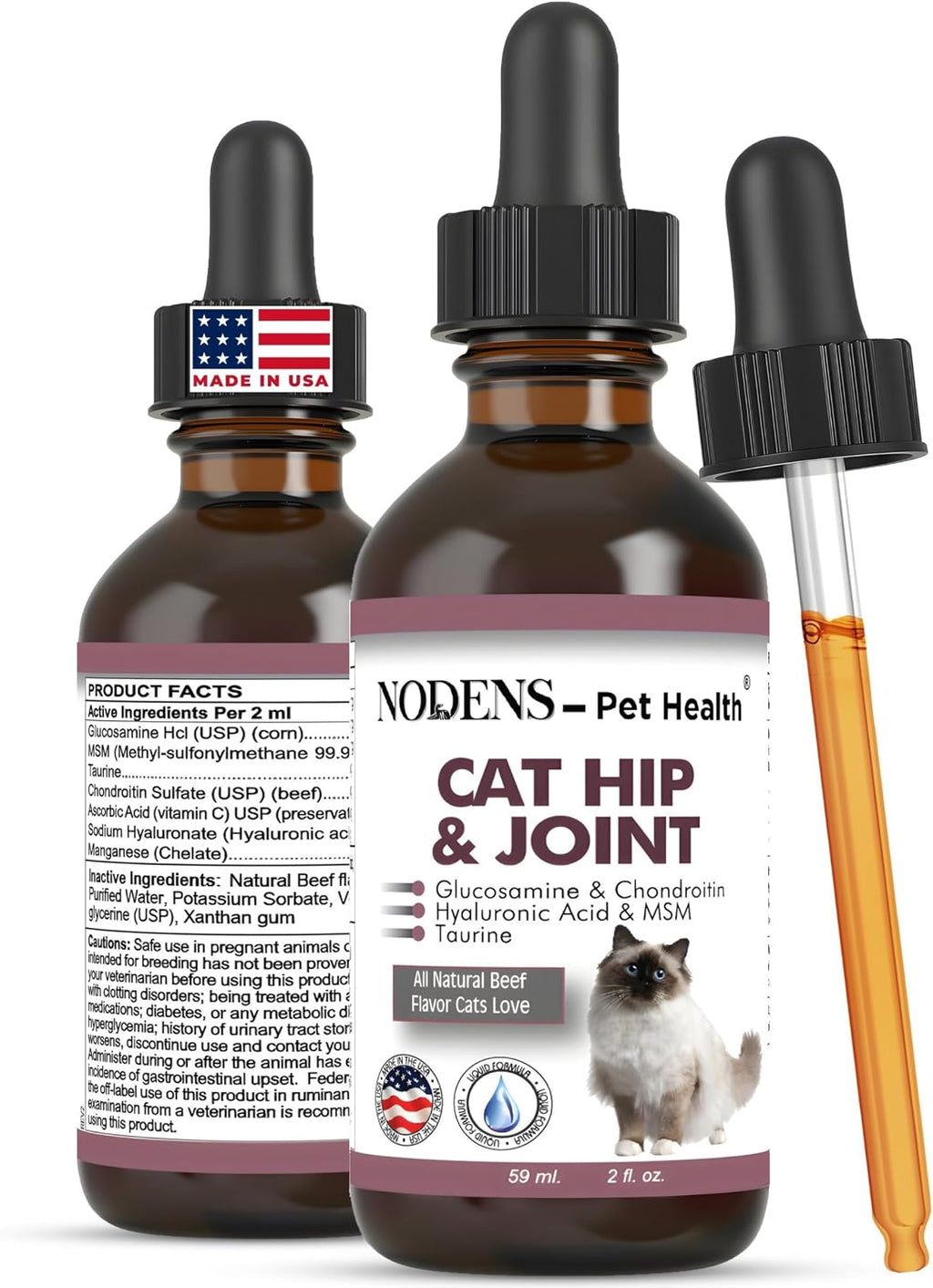 Senior cat joint support liquid glucosamine bottle