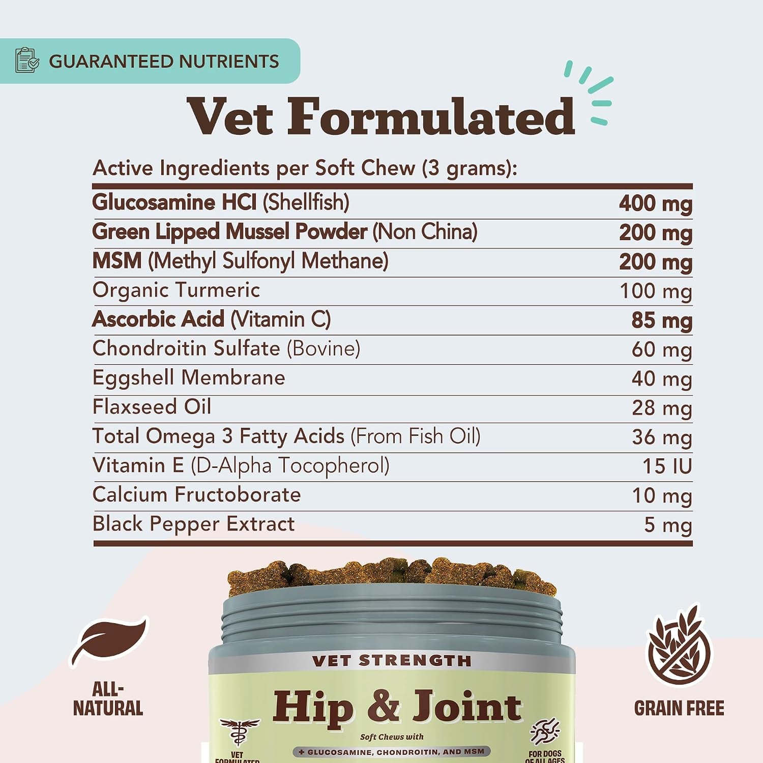 Vet Strength Hip & Joint Chews for Senior Dogs | Green Lipped Mussel