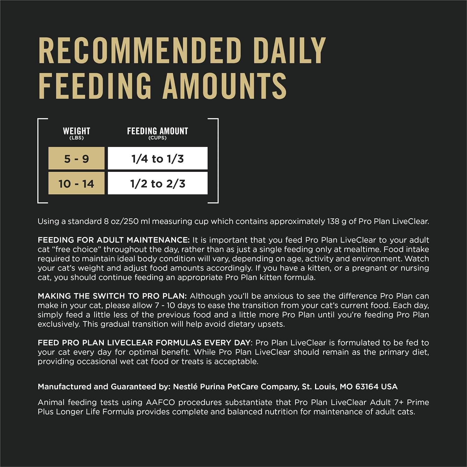 Purina Pro Plan | Cat | Senior 7+ | Liveclear Allergen Reducing | Dry | 5.5 Lb
