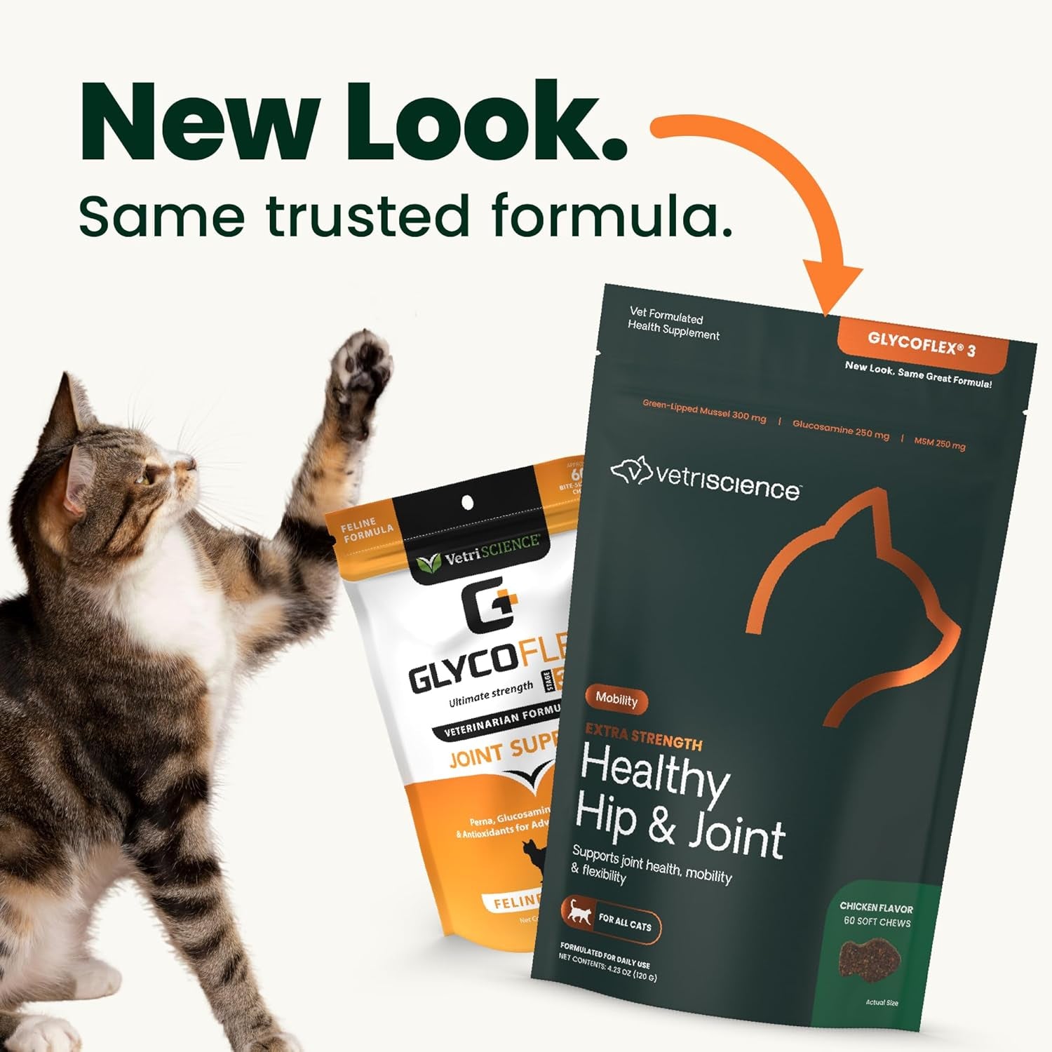 Extra Strength Healthy Hip & Joint Chews for Cats, Glycoflex Glucosamine and Green-Lipped Mussel