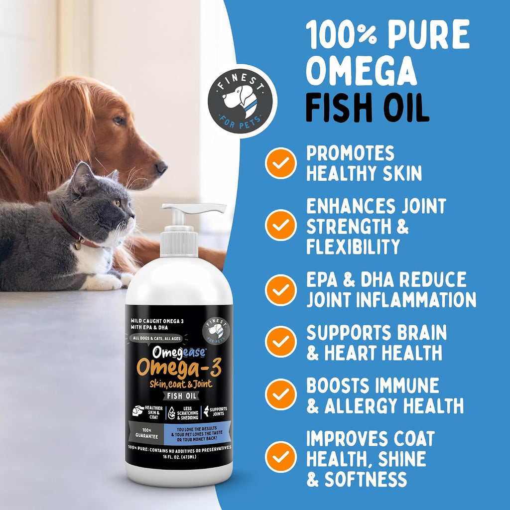 Omegease Fish Oil 100% Puro · Omega-3 Piel, Pelaje Y Articulaciones