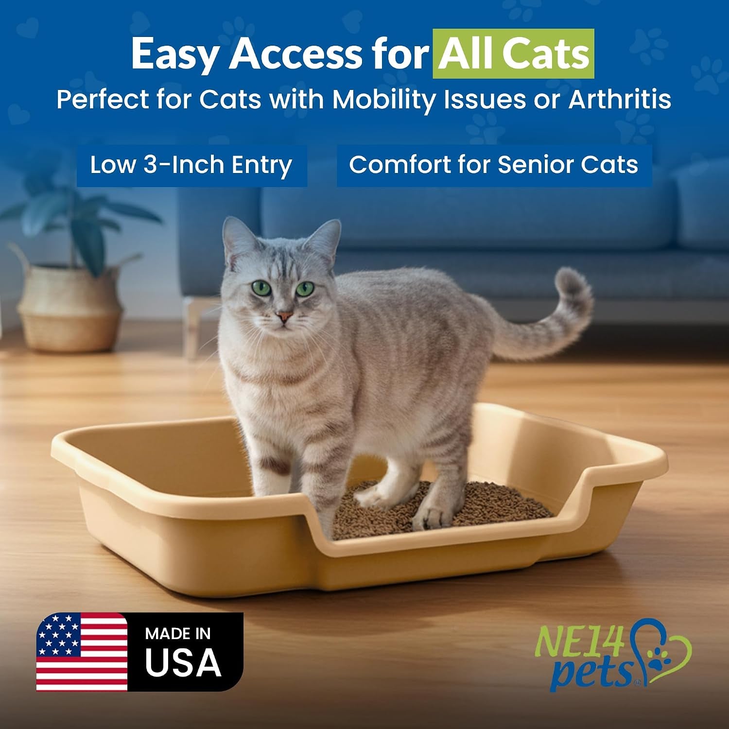 Kittygohere | Cat | Senior Comfort | Low-Entry Litter Box | Easy Access 2-Pack