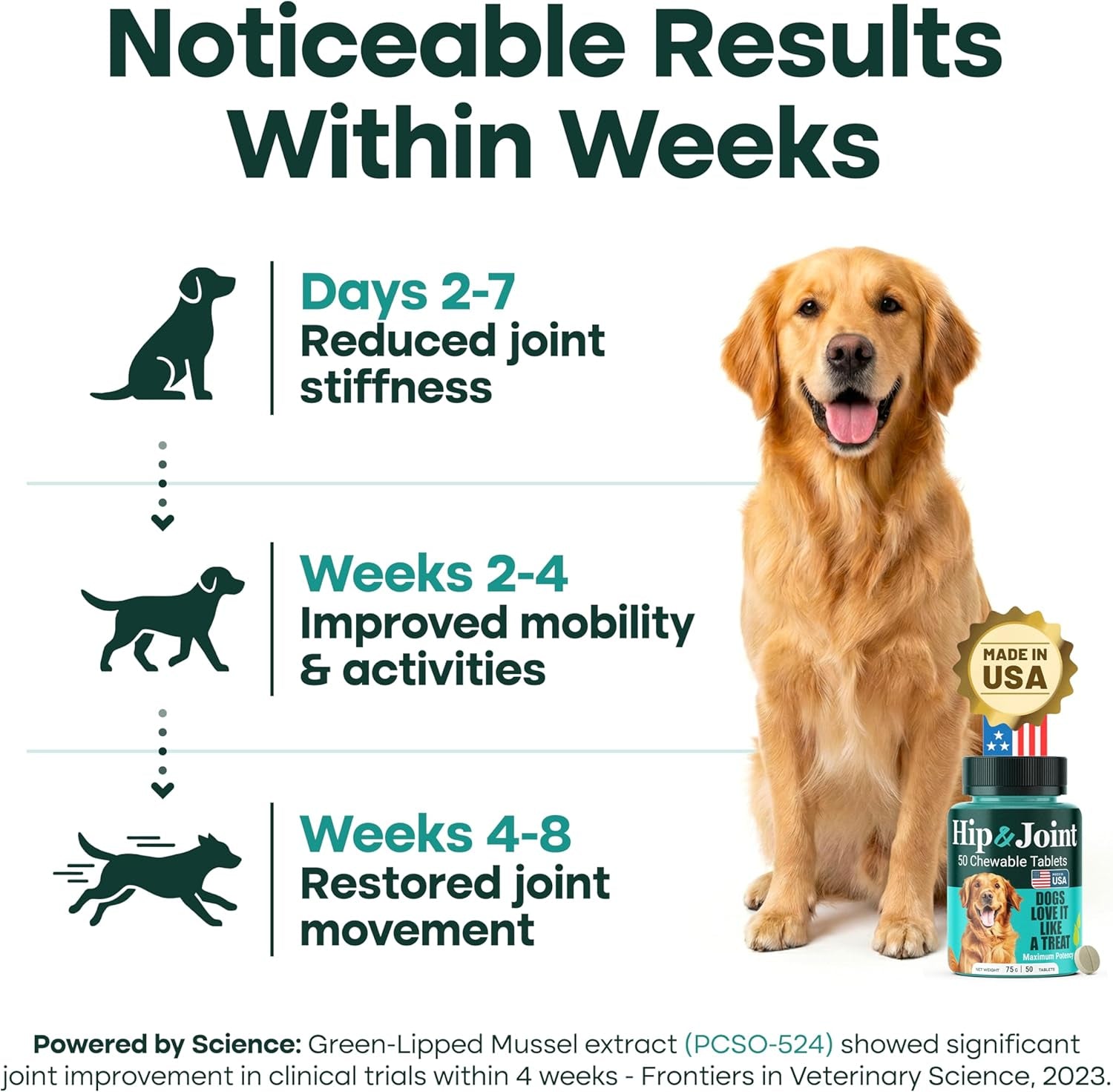 Hip & Joint Supplement for Dogs, Green-Lipped Mussel Chewables (50 Ct)