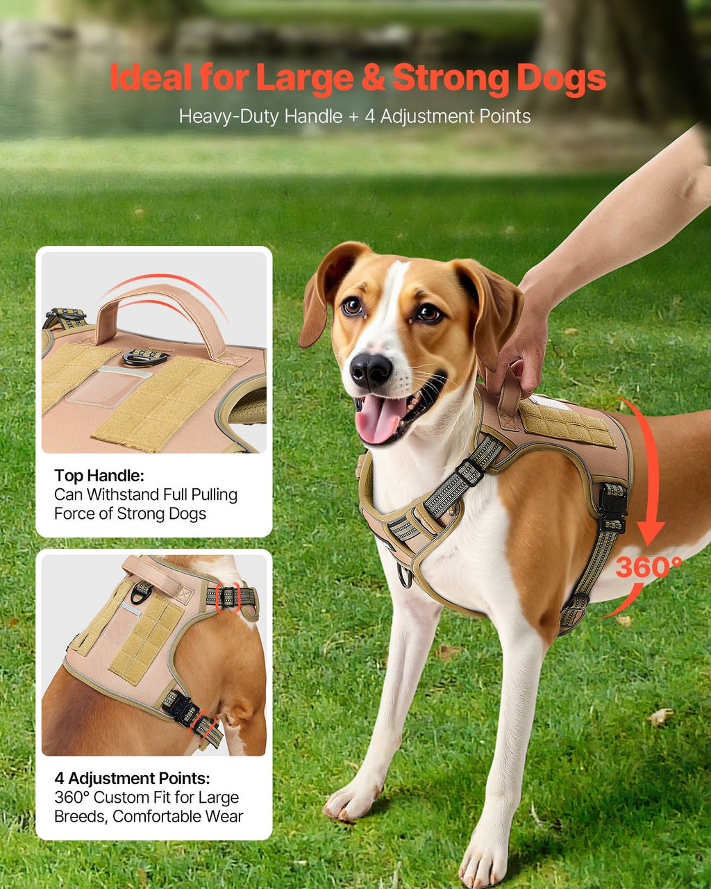 Dog Harness for Large Dogs No Pull Tactical Dog Harness Adjustable Pet Vest